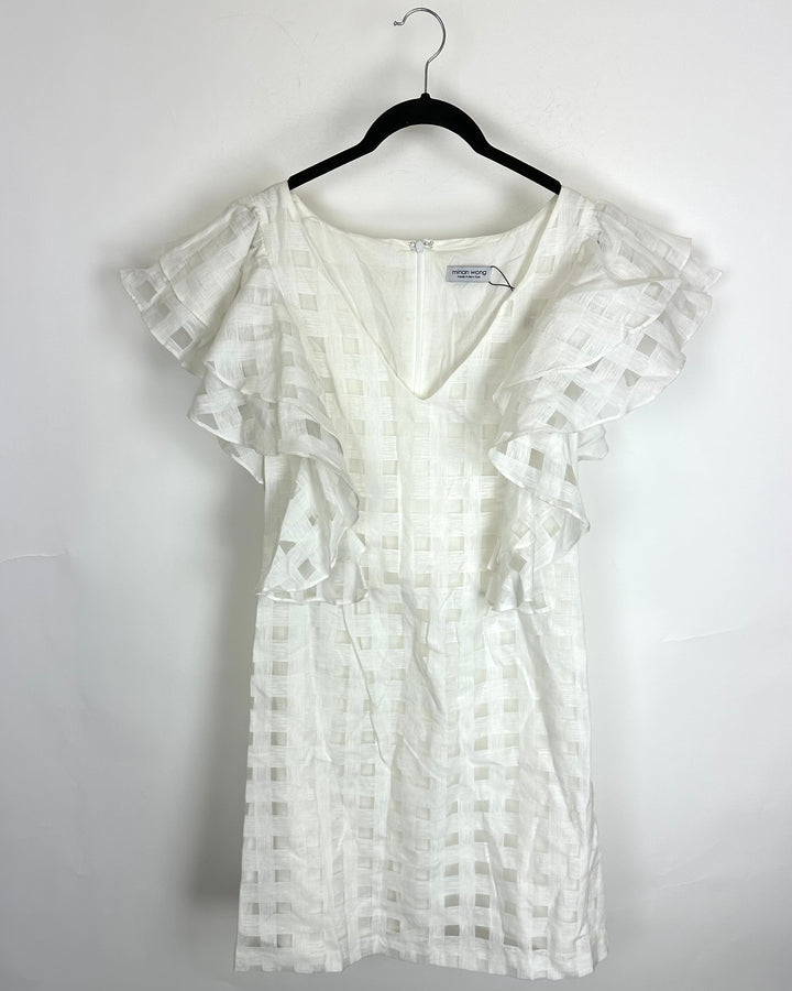 White Ruffle Sleeve Dress - Size 6/8