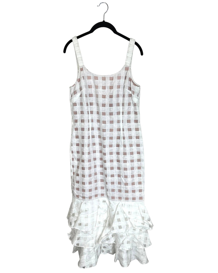 White Plaid Asymmetric Dress - Size 6/8
