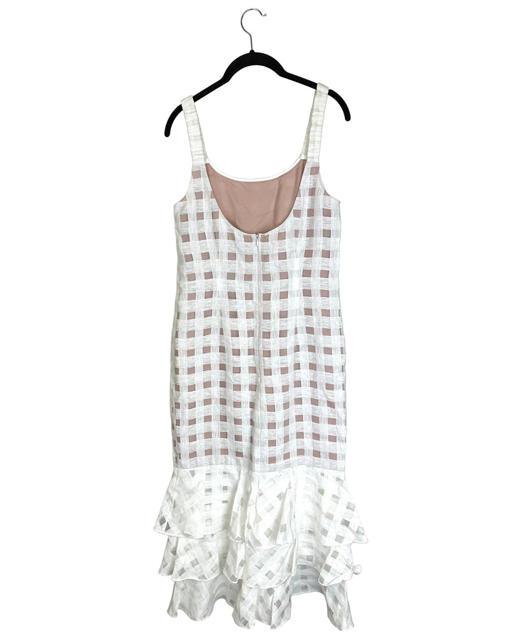 White Plaid Asymmetric Dress - Size 6/8