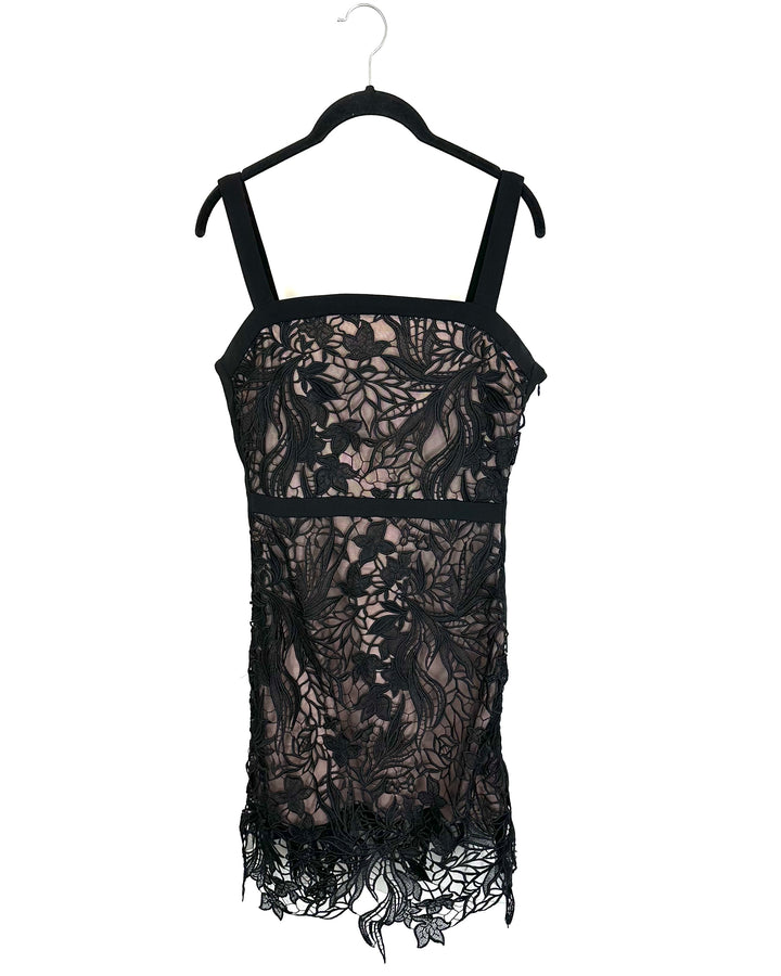 Black Embroidered Lace Dress - Size 4/6