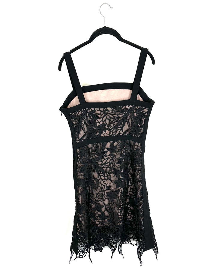 Black Embroidered Lace Dress - Size 4/6