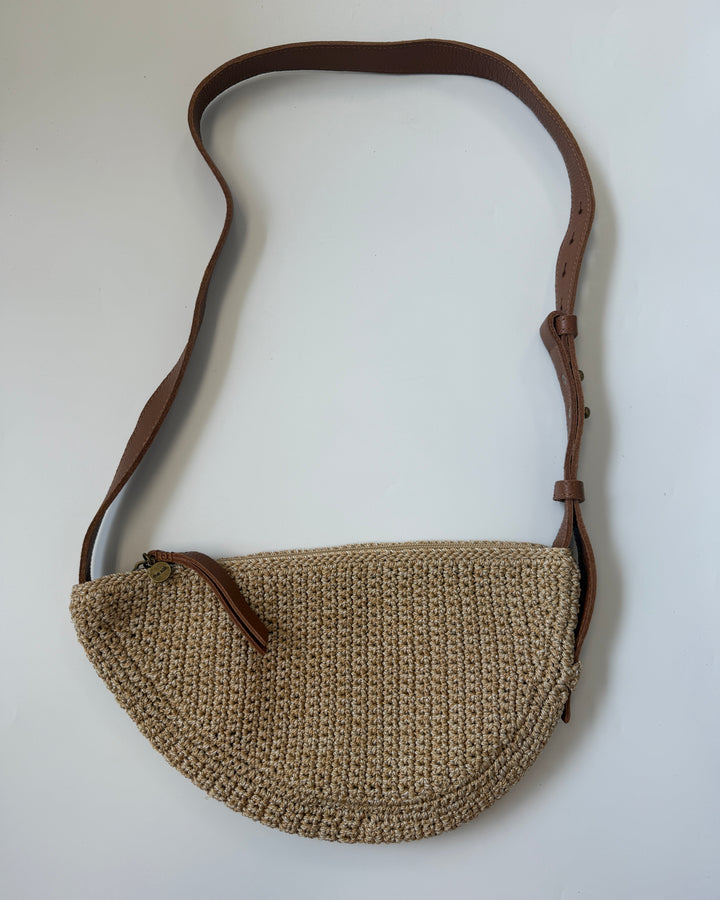 Fawn Brown Crochet Crescent Bag