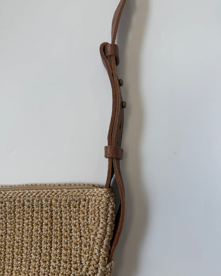 Fawn Brown Crochet Crescent Bag