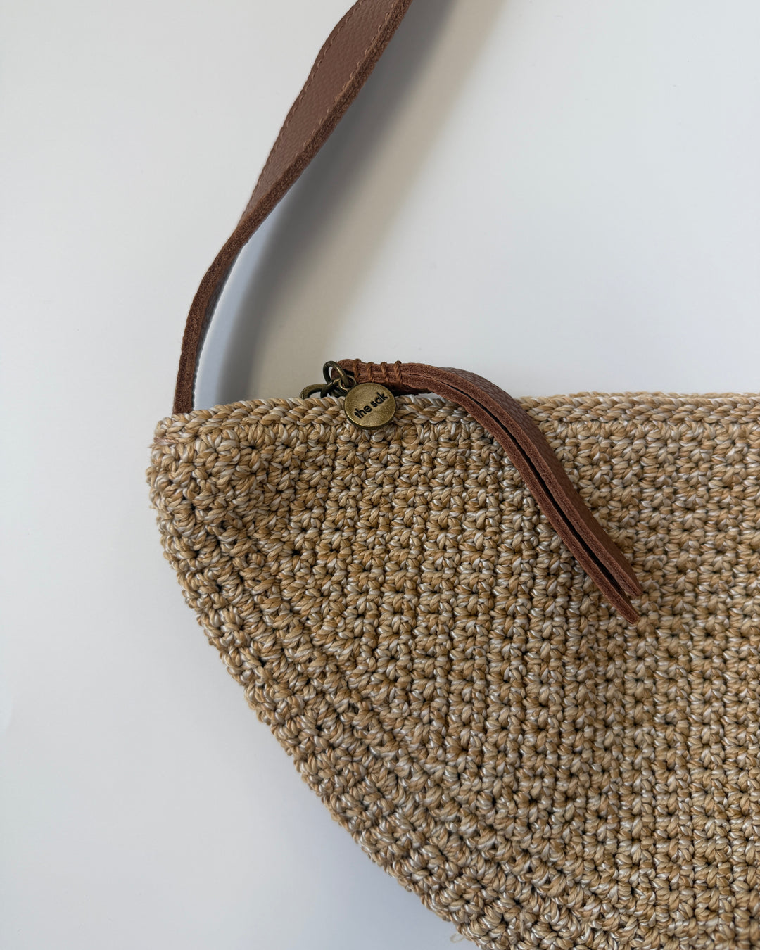 Fawn Brown Crochet Crescent Bag