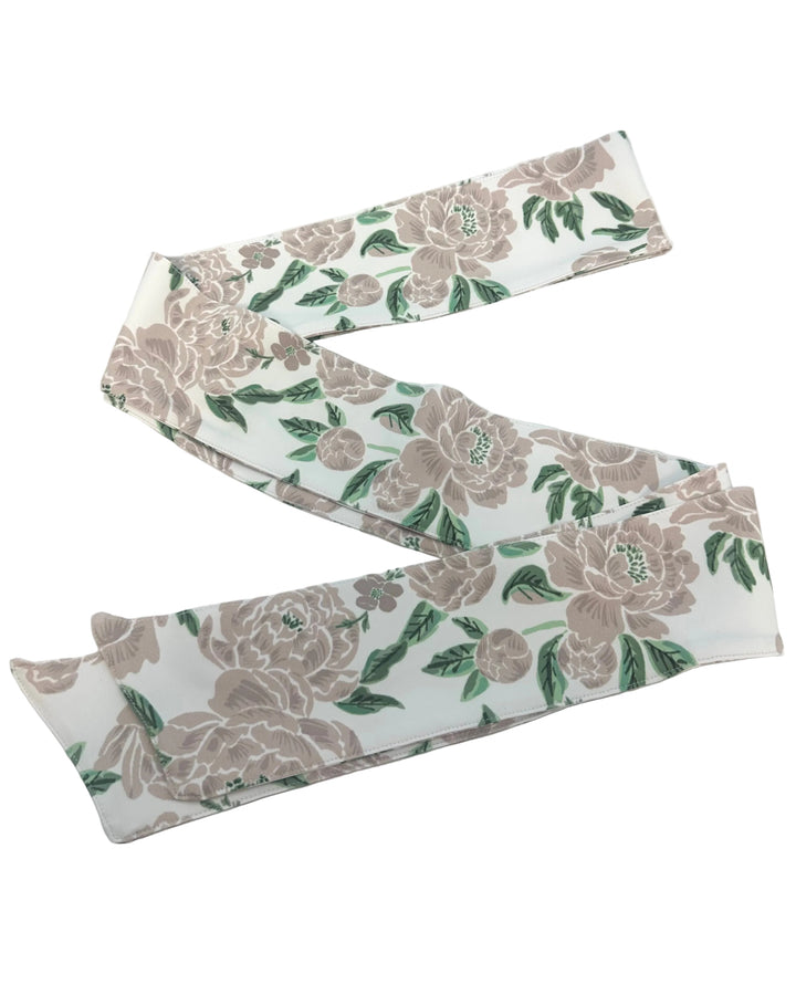 White Floral Patterned Adjustable Belt