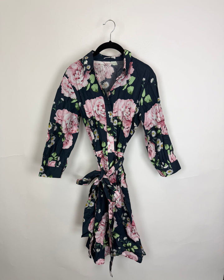 Royal Blue Floral Dress - Size 2/4