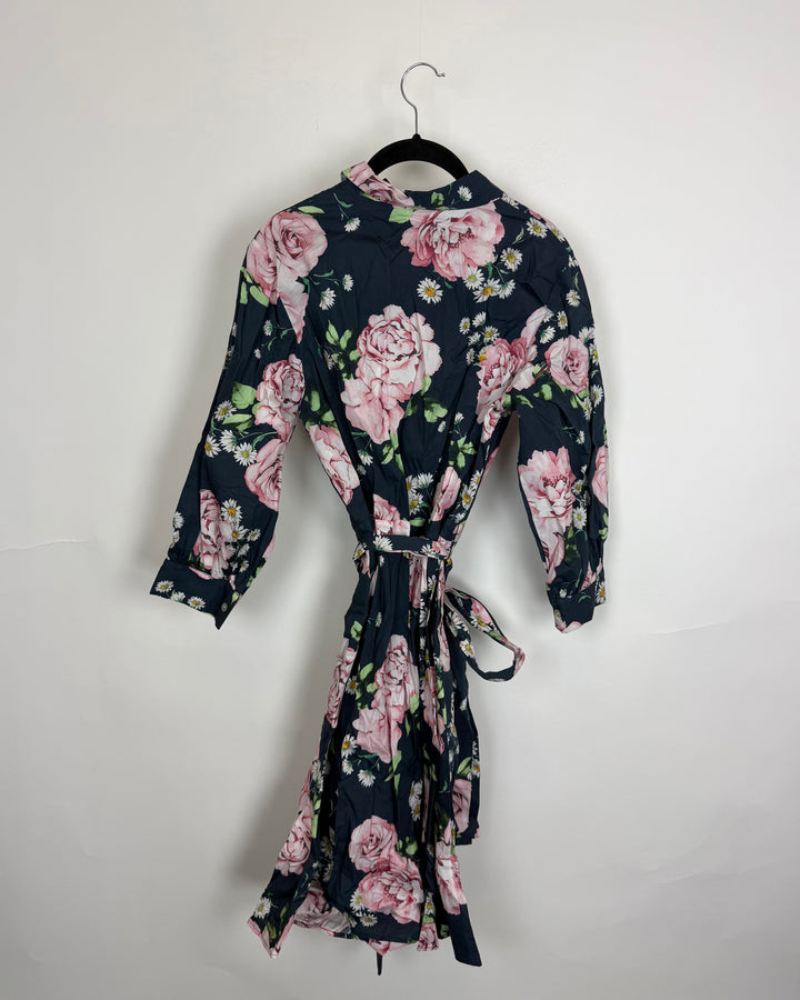 Royal Blue Floral Dress - Size 2/4