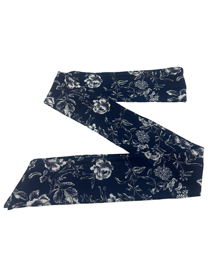 Navy Blue Floral Adjustable Belt