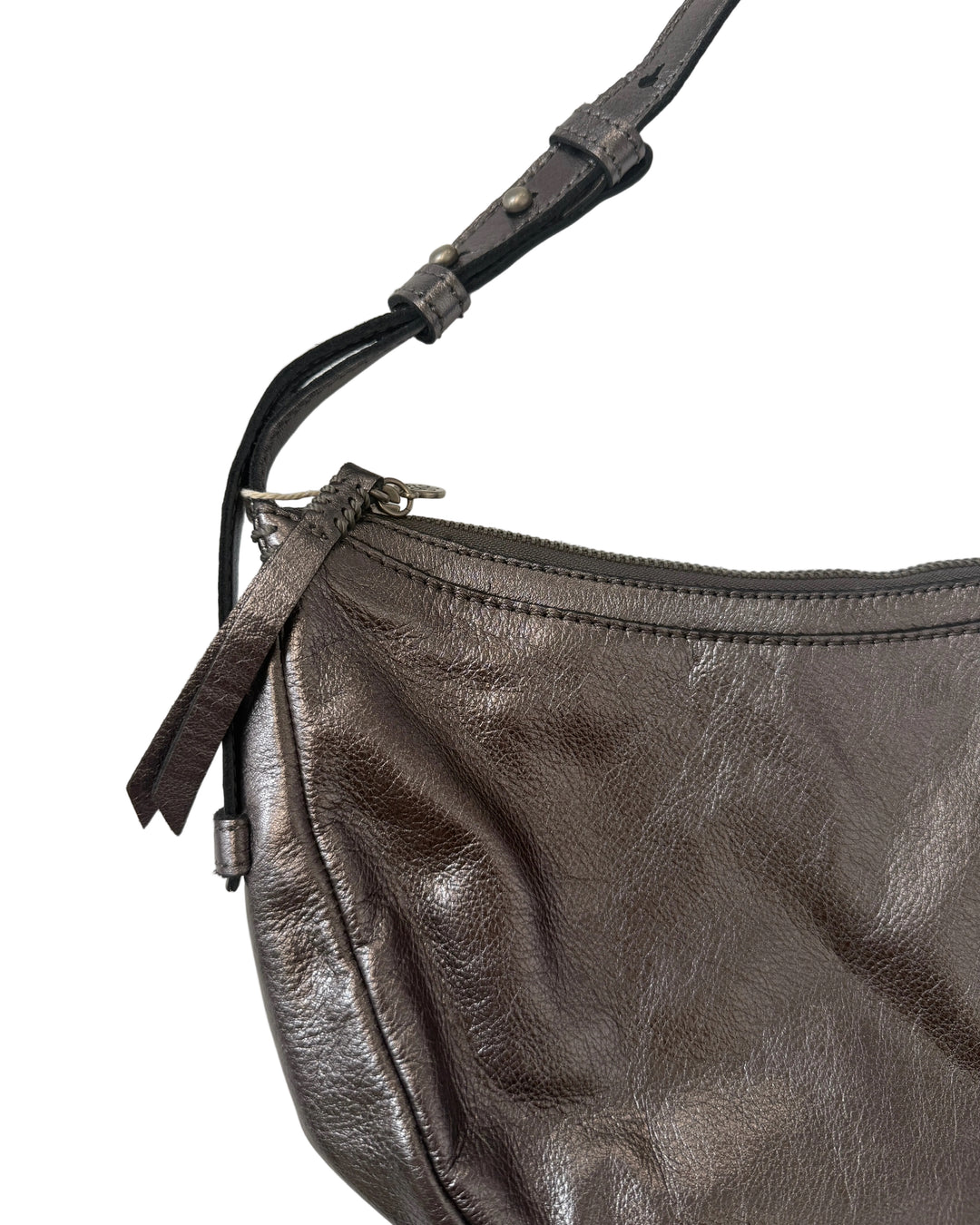 Dark Silver Metallic Shoulder Bag
