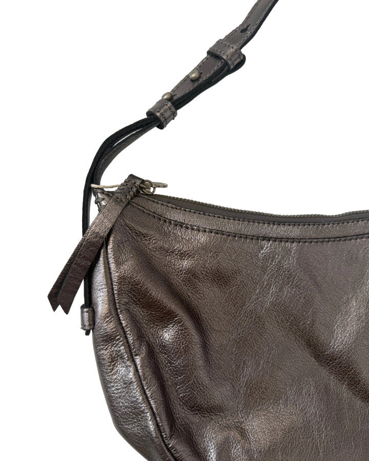 Dark Silver Metallic Shoulder Bag
