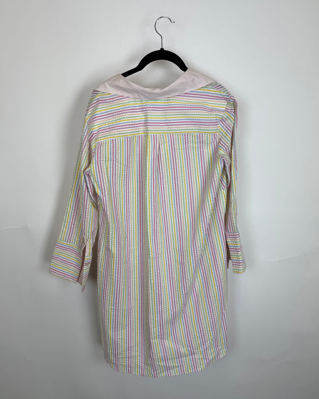 White Pastel Seersucker Shirt Dress - Size 6/8