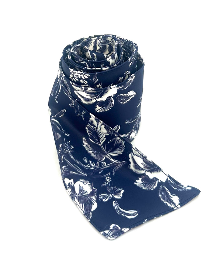 Navy Blue Floral Adjustable Belt
