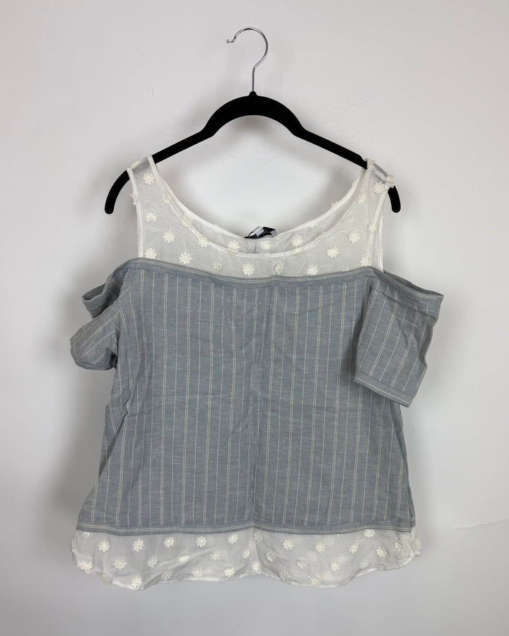 Powder Blue Off Shoulder Top - Size 10/12