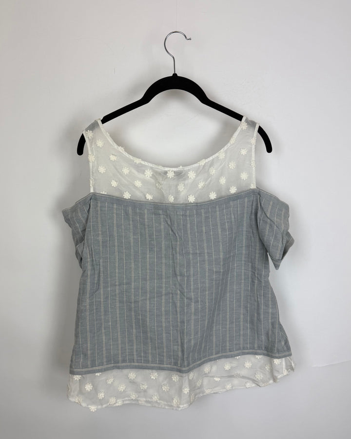 Powder Blue Off Shoulder Top - Size 10/12