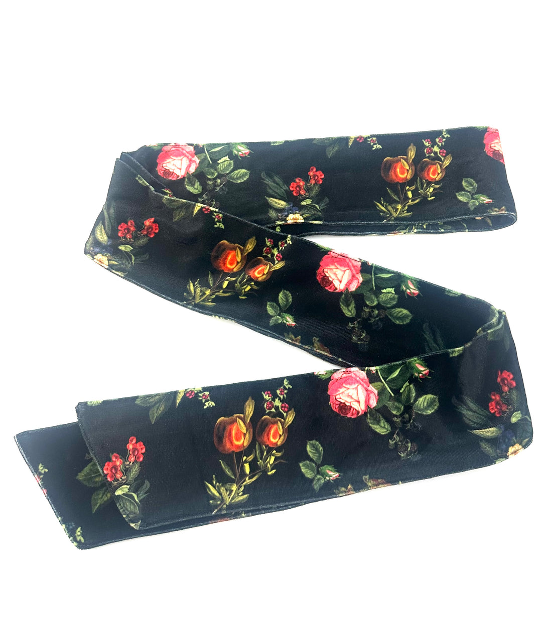 Black Floral Fruit Adjustable Waist Belt