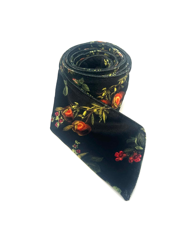 Black Floral Fruit Adjustable Waist Belt