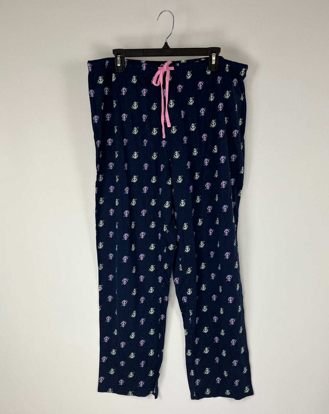 Navy Blue Anchor Pattern Pajama Set - Small and 1X