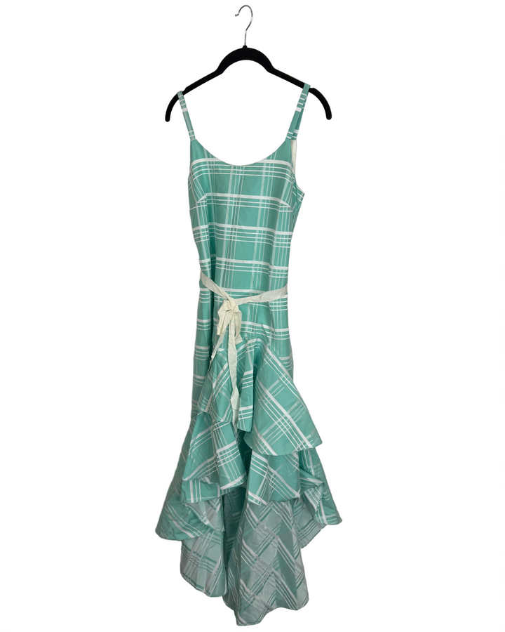 Mint Plaid Asymmetric Dress - Size 6/8