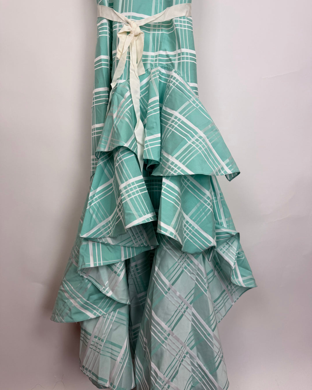 Mint Plaid Asymmetric Dress - Size 6/8