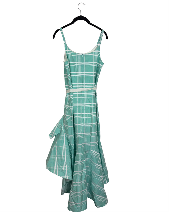 Mint Plaid Asymmetric Dress - Size 6/8