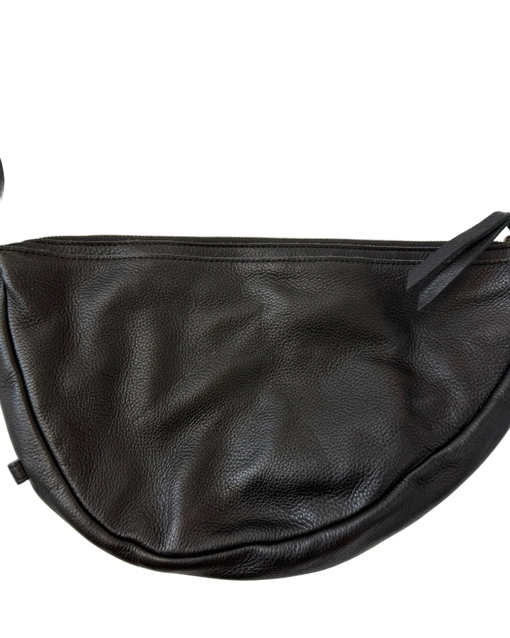 Black Leather Crescent Bag
