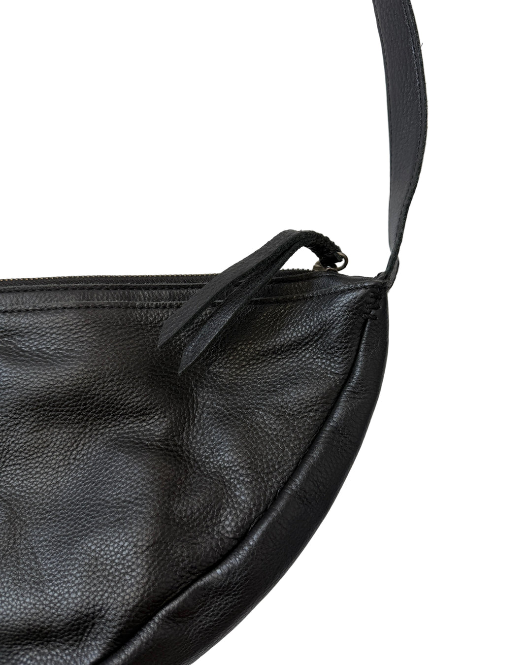 Black Leather Crescent Bag