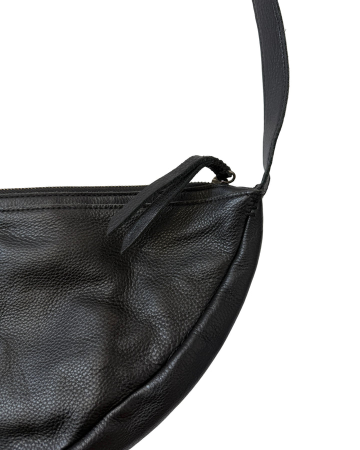 Black Leather Crescent Bag