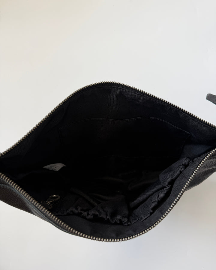 Black Leather Crescent Bag