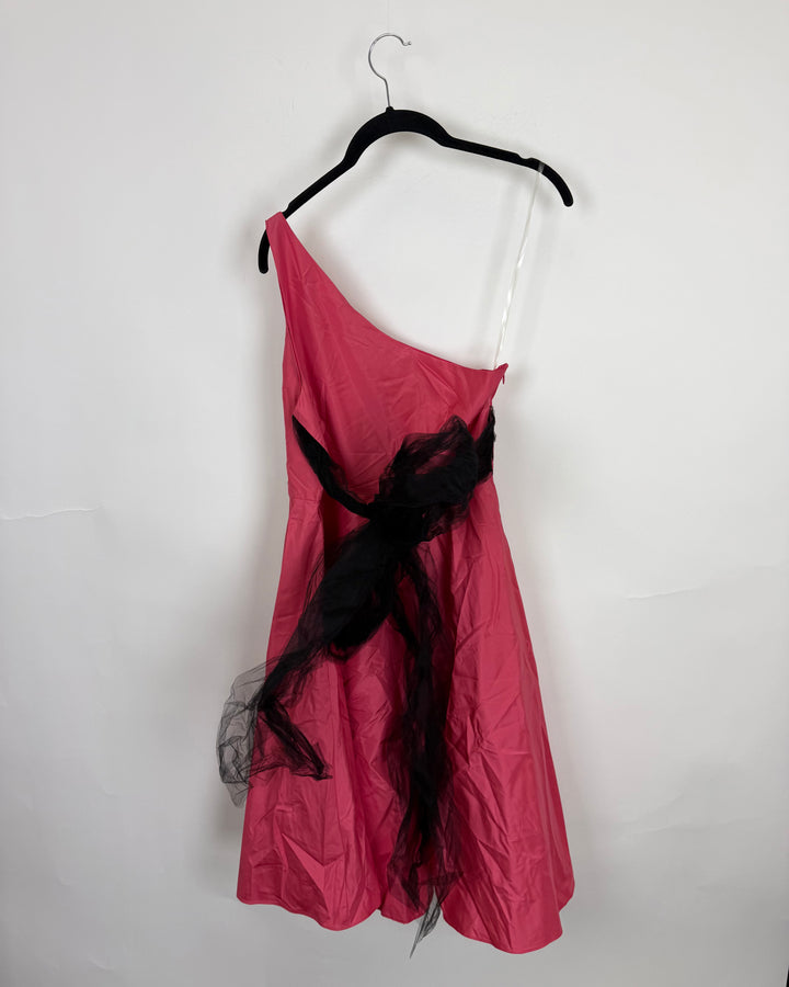 Raspberry and Black Tulle Ribbon Dress - Size 4/6