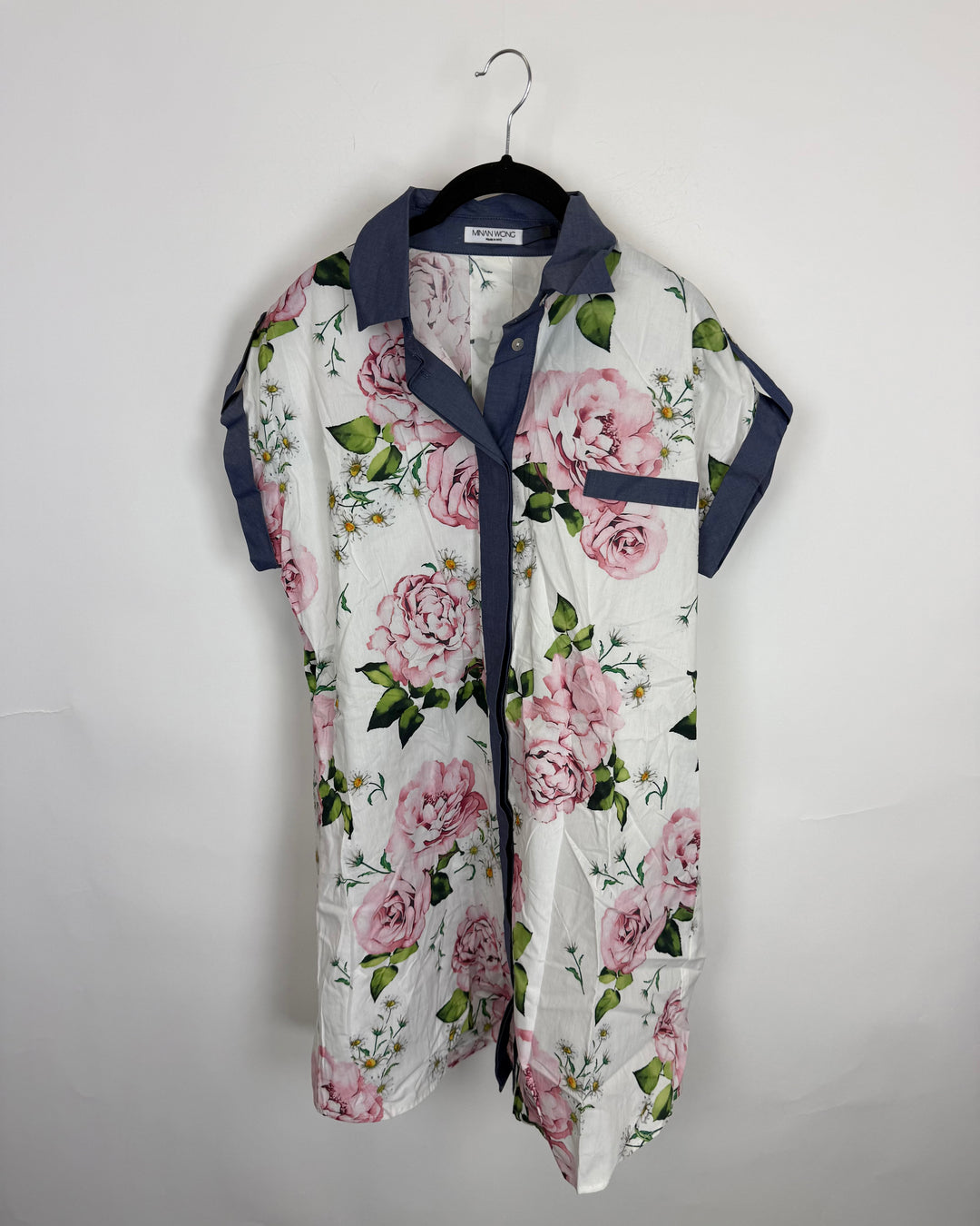 White Floral Print Shirt Dress - Size 8/10