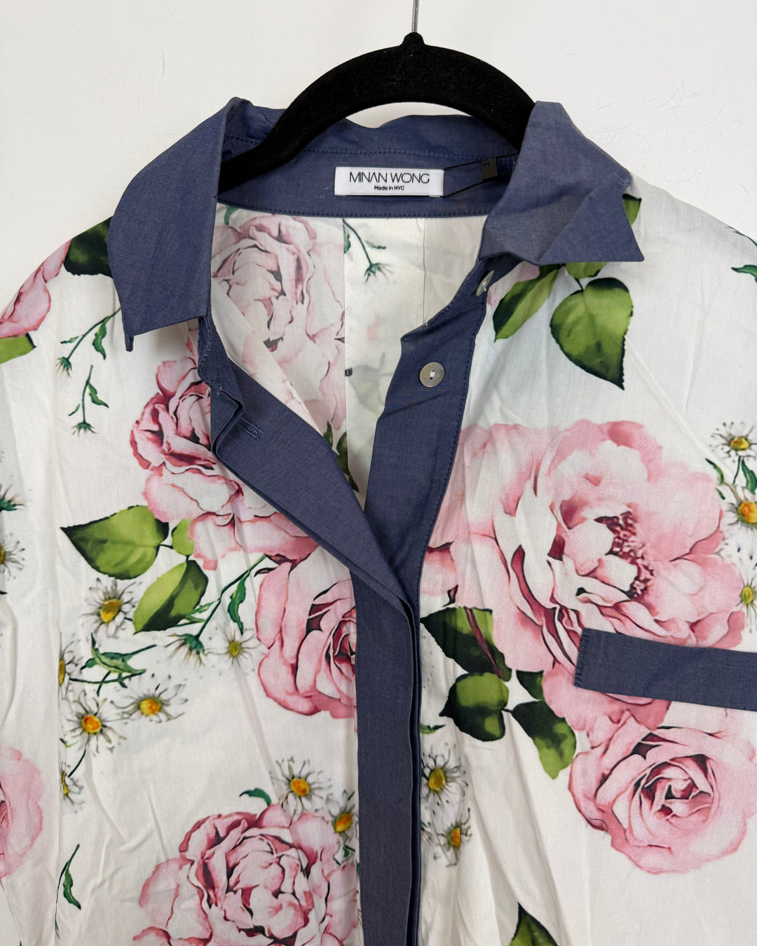 White Floral Print Shirt Dress - Size 8/10