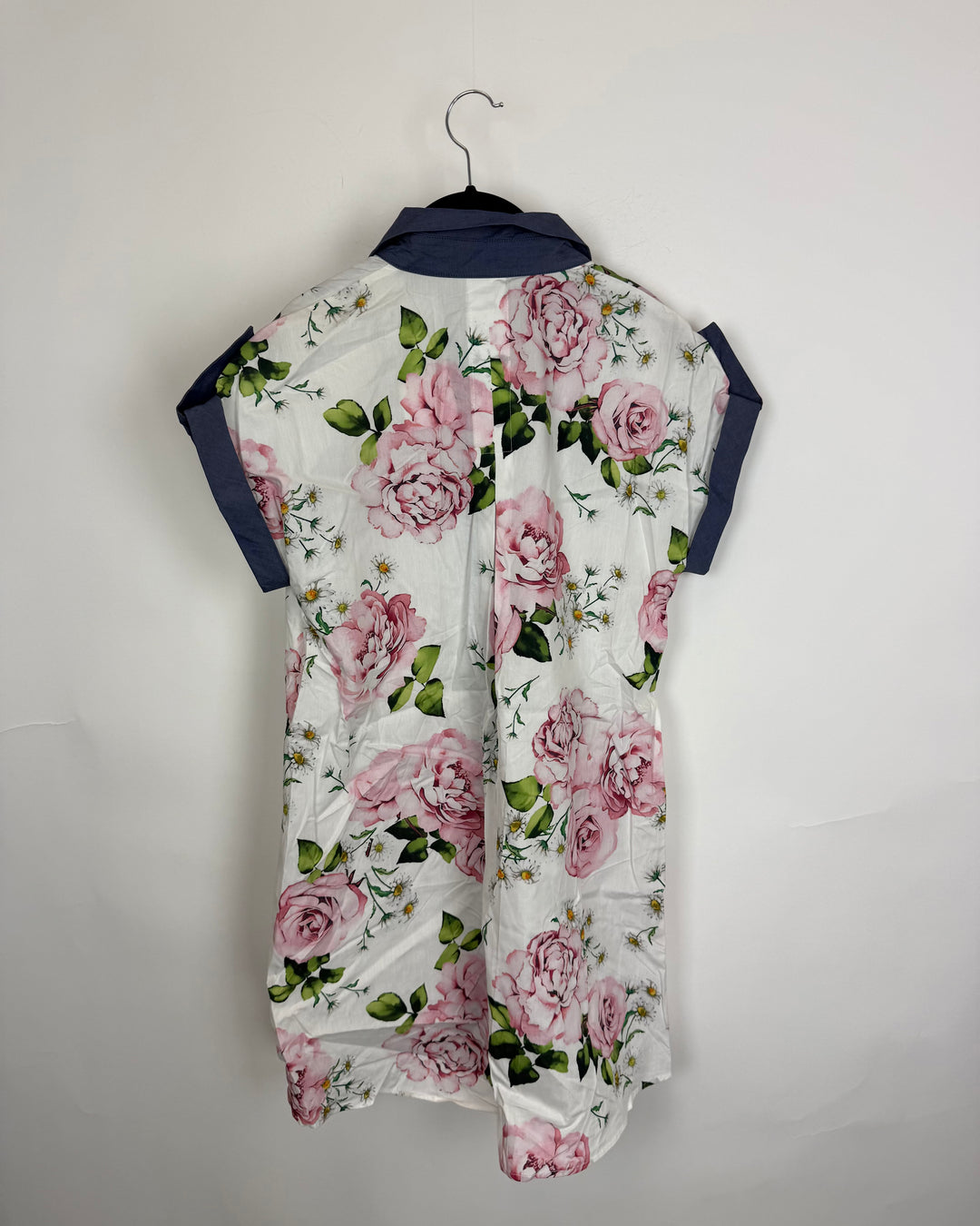 White Floral Print Shirt Dress - Size 8/10