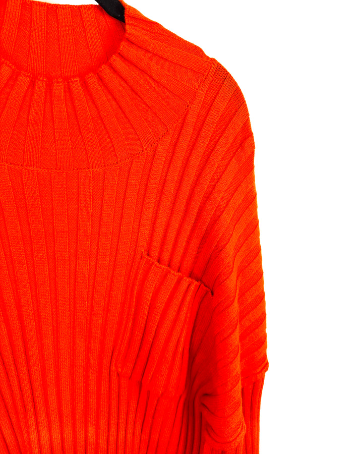 Bright Orange Front Pocket Sweater - Large