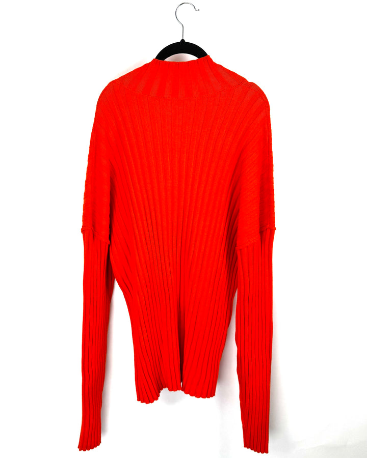 Bright Orange Front Pocket Sweater - Large