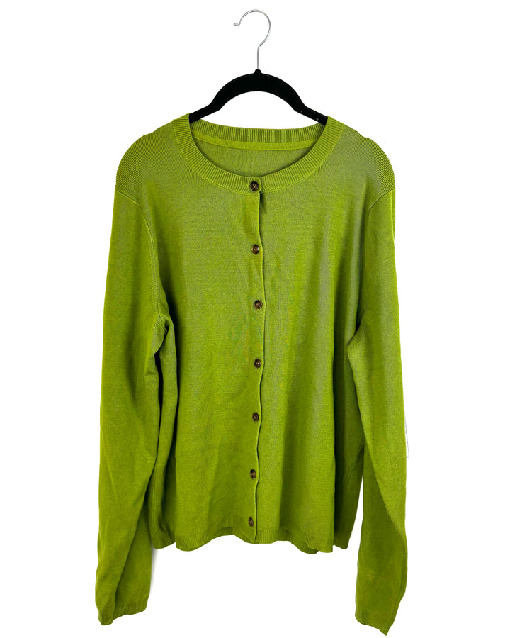 Green Button-Down Crewneck Sweater - Extra Large