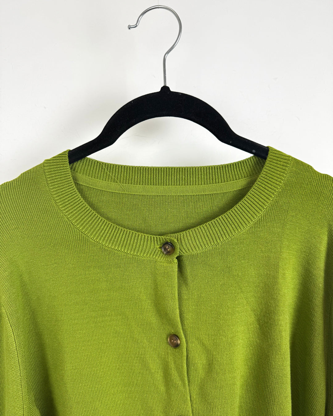 Green Button-Down Crewneck Sweater - Extra Large