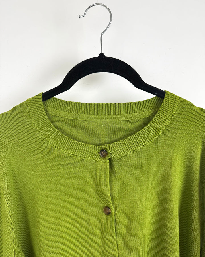Green Button-Down Crewneck Sweater - Extra Large