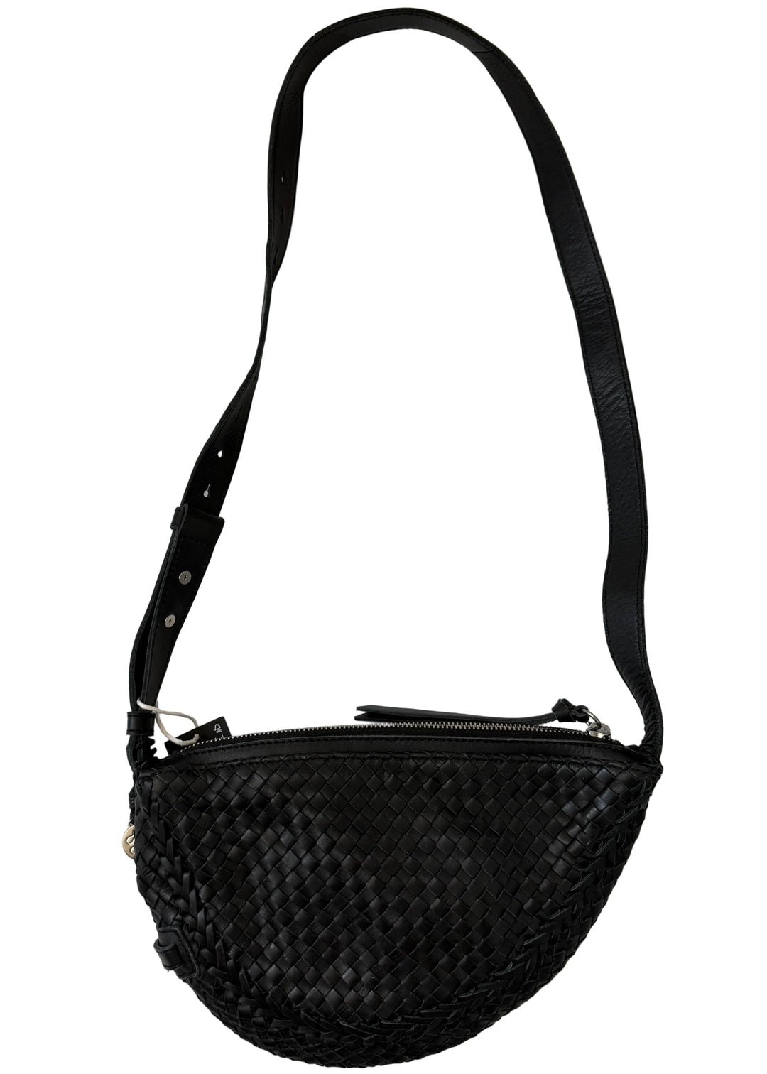 Black Woven Crescent Bag
