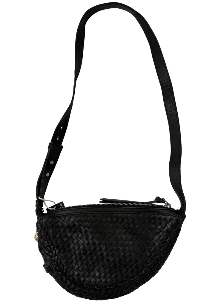 Black Woven Crescent Bag