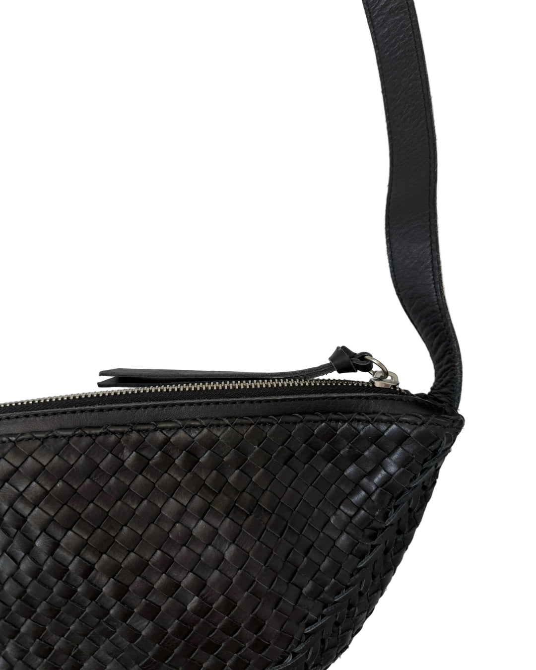 Black Woven Crescent Bag