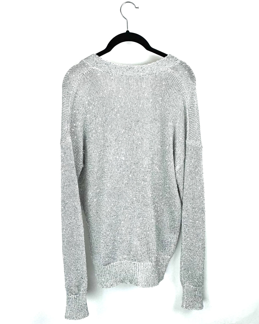 Gray Sequin V-Neck Cardigan - Medium