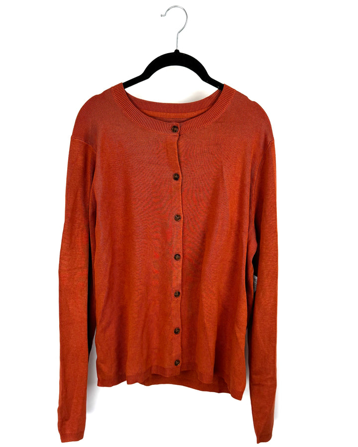 Burnt Orange Button-Down Sweater - Extra Large