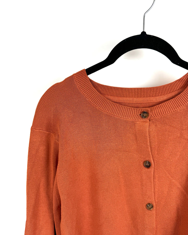 Burnt Orange Button-Down Sweater - Extra Large