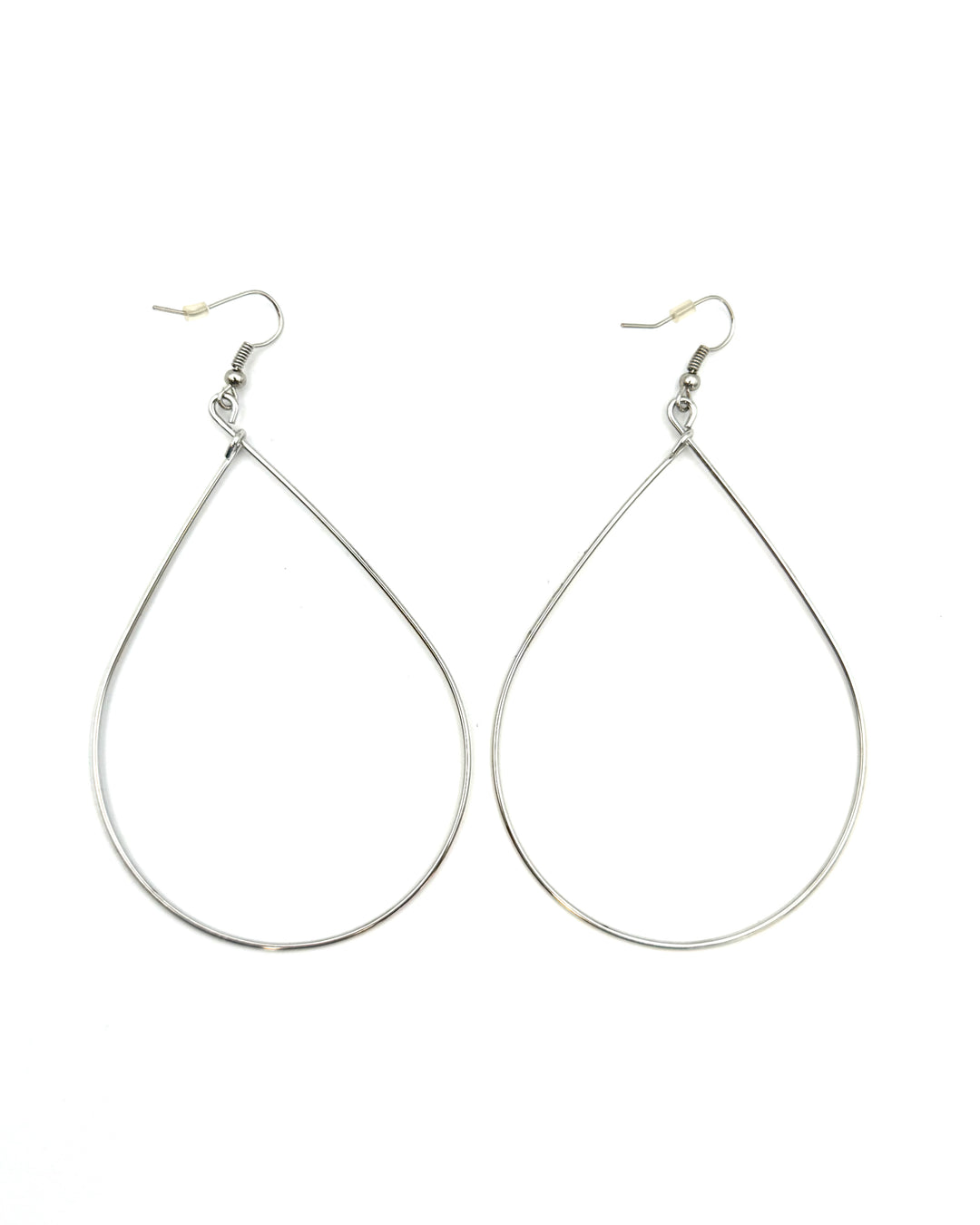 Silver tear drop hoops