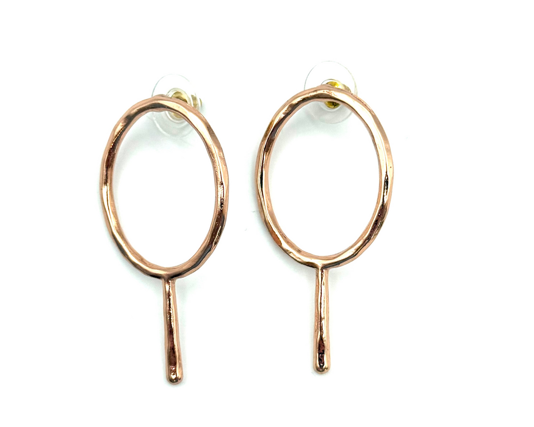 Rose gold oval drop earrings