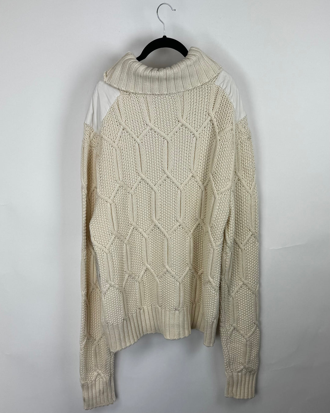 Beige Front Pocket Knit Sweater - Large