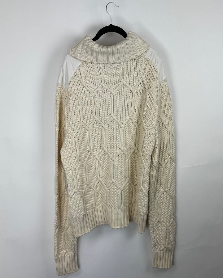 Beige Front Pocket Knit Sweater - Large