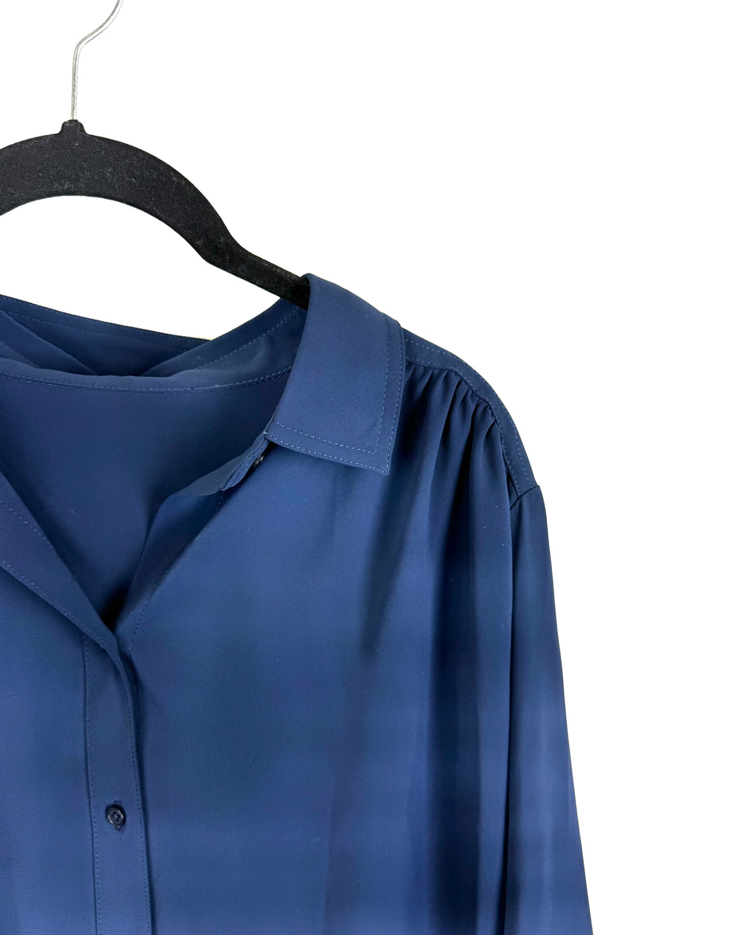 Navy Blue Button-Down Blouse - Medium