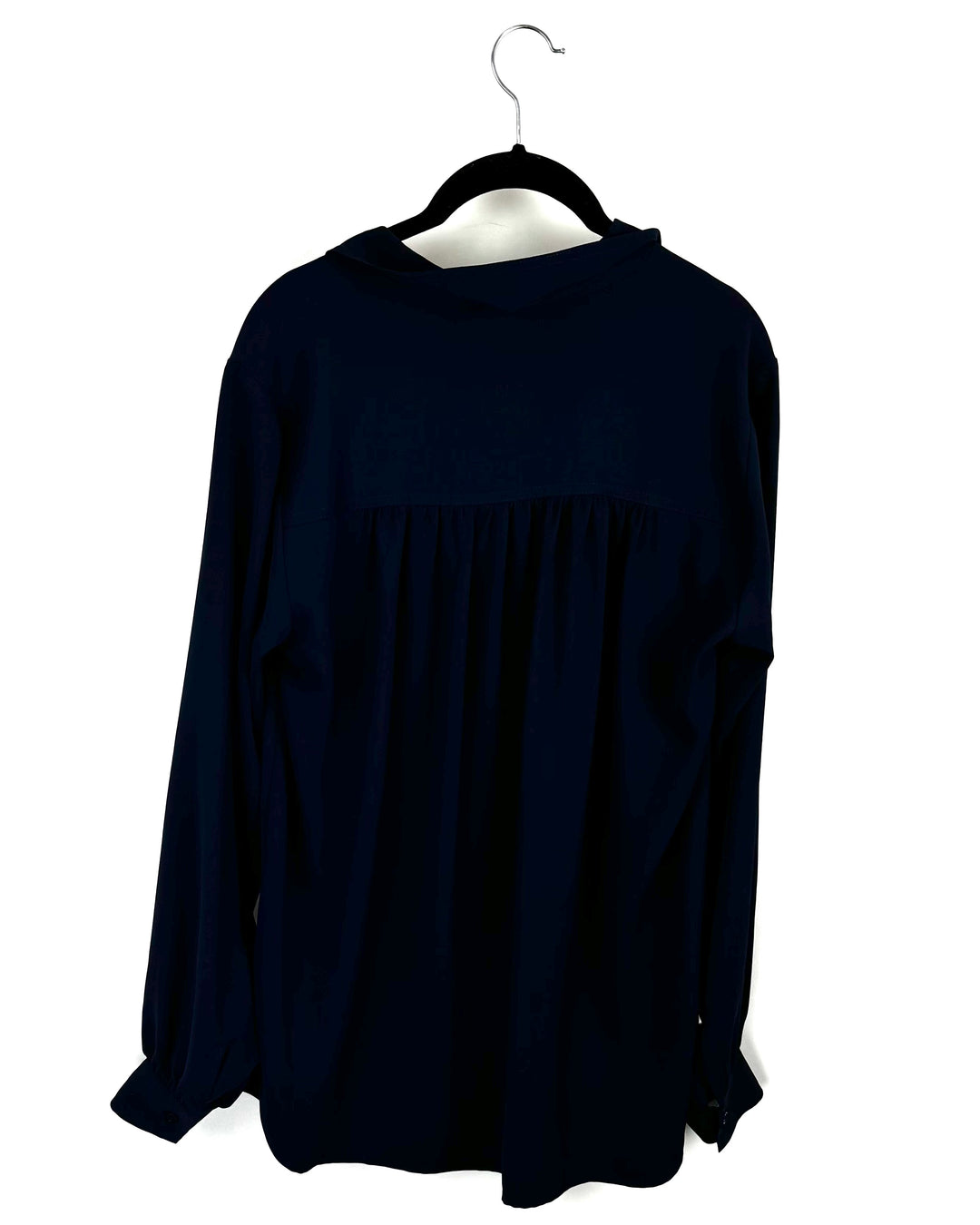 Navy Blue Button-Down Blouse - Medium