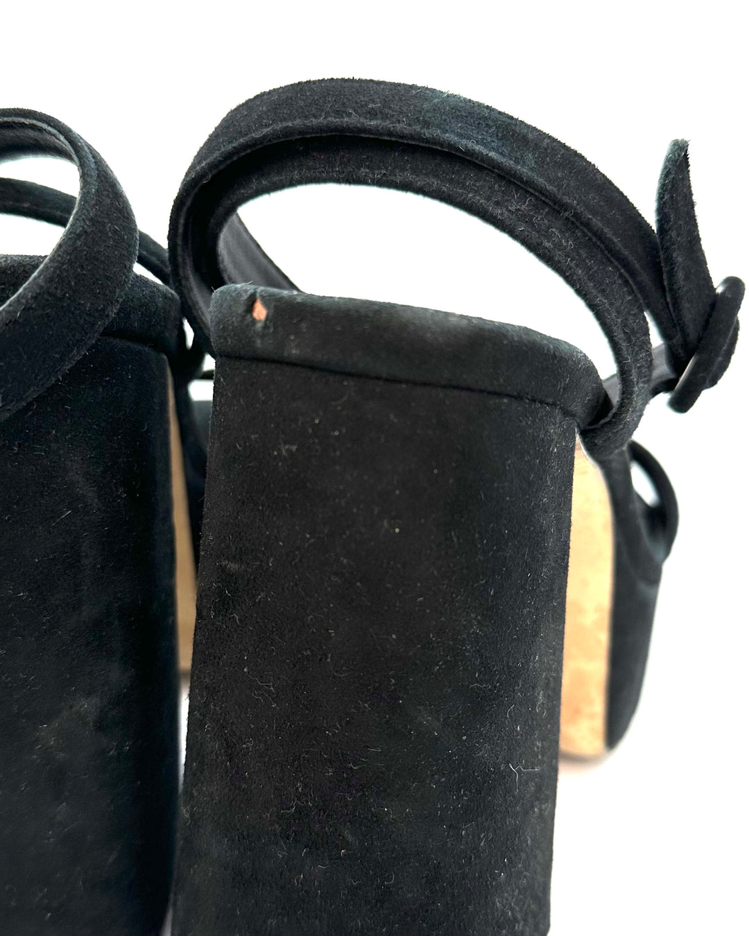 Black Suede Open Toe Heel - Size 7, 8, 9, and 11